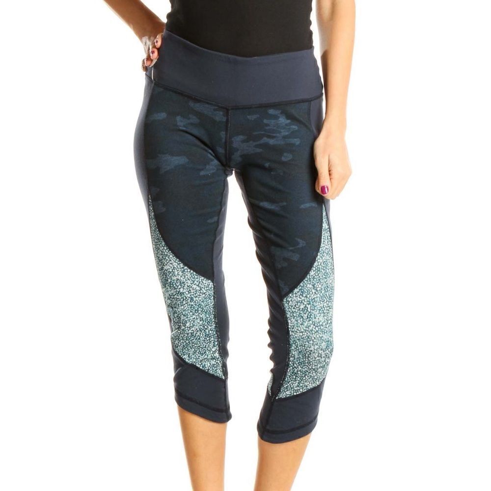 Lululemon Wunder Under Heathered Lotus Camo Oil Slick Blue Cropped Leggings